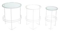 A Group of White Painted Iron Garden Furniture Dining table height 29 x length 60 x width 32 inches. — 20TH CENTURY