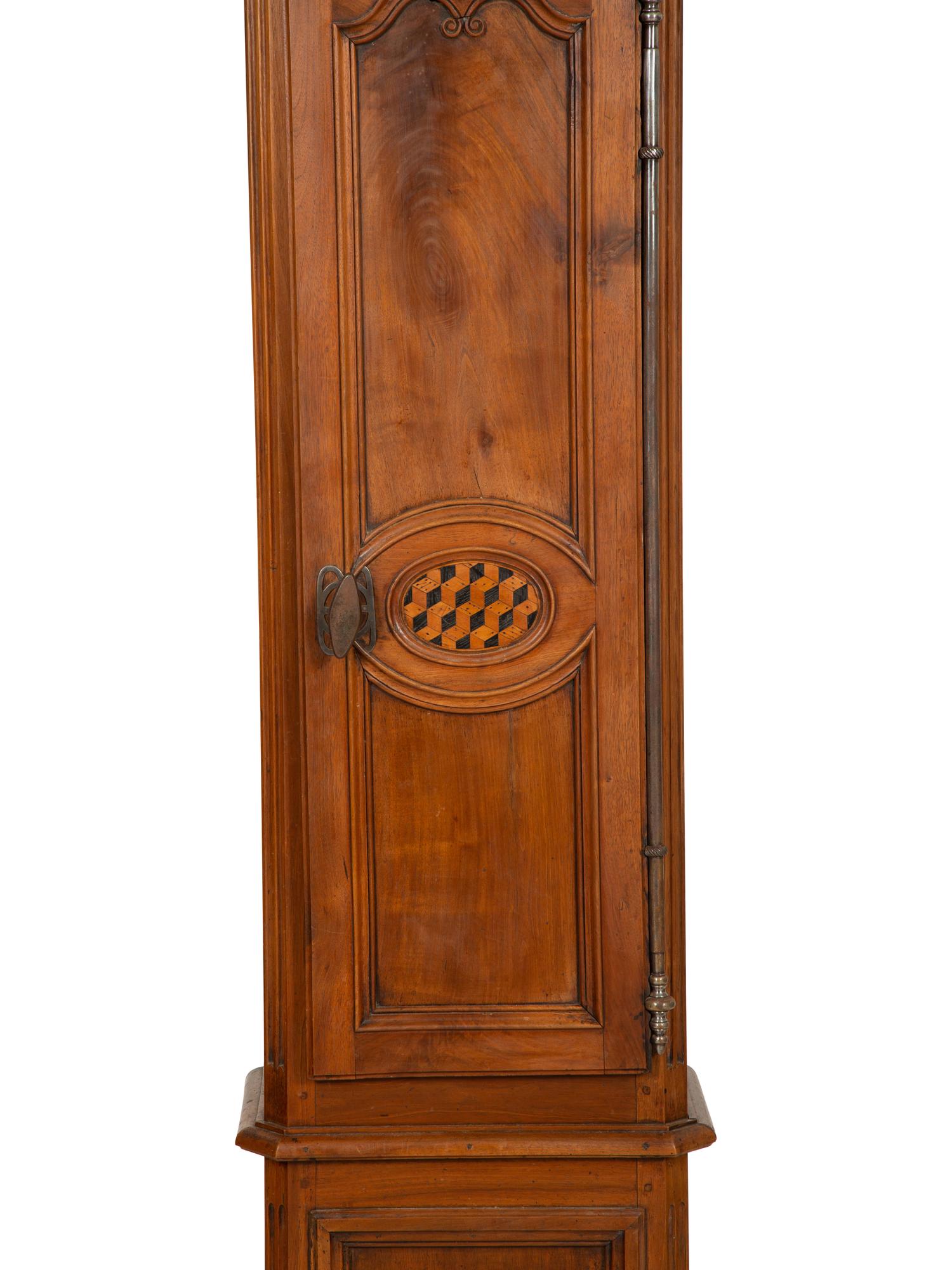 A French Provincial Walnut Longcase Clock