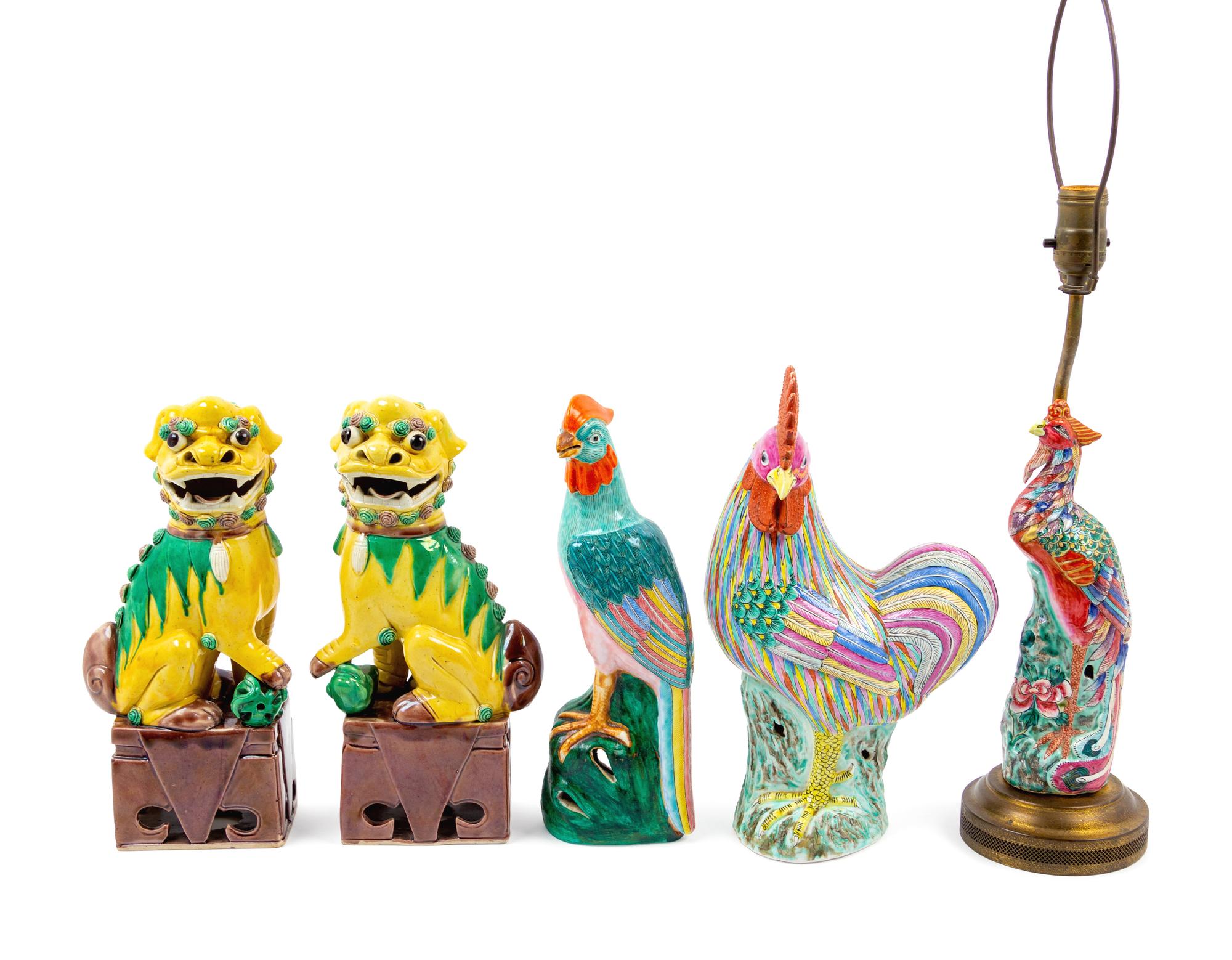 Five Chinese Export Porcelain Figures of Animals