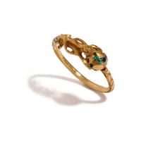 ANTIQUE, YELLOW GOLD AND ENAMEL 'PAN' FIGURE RING