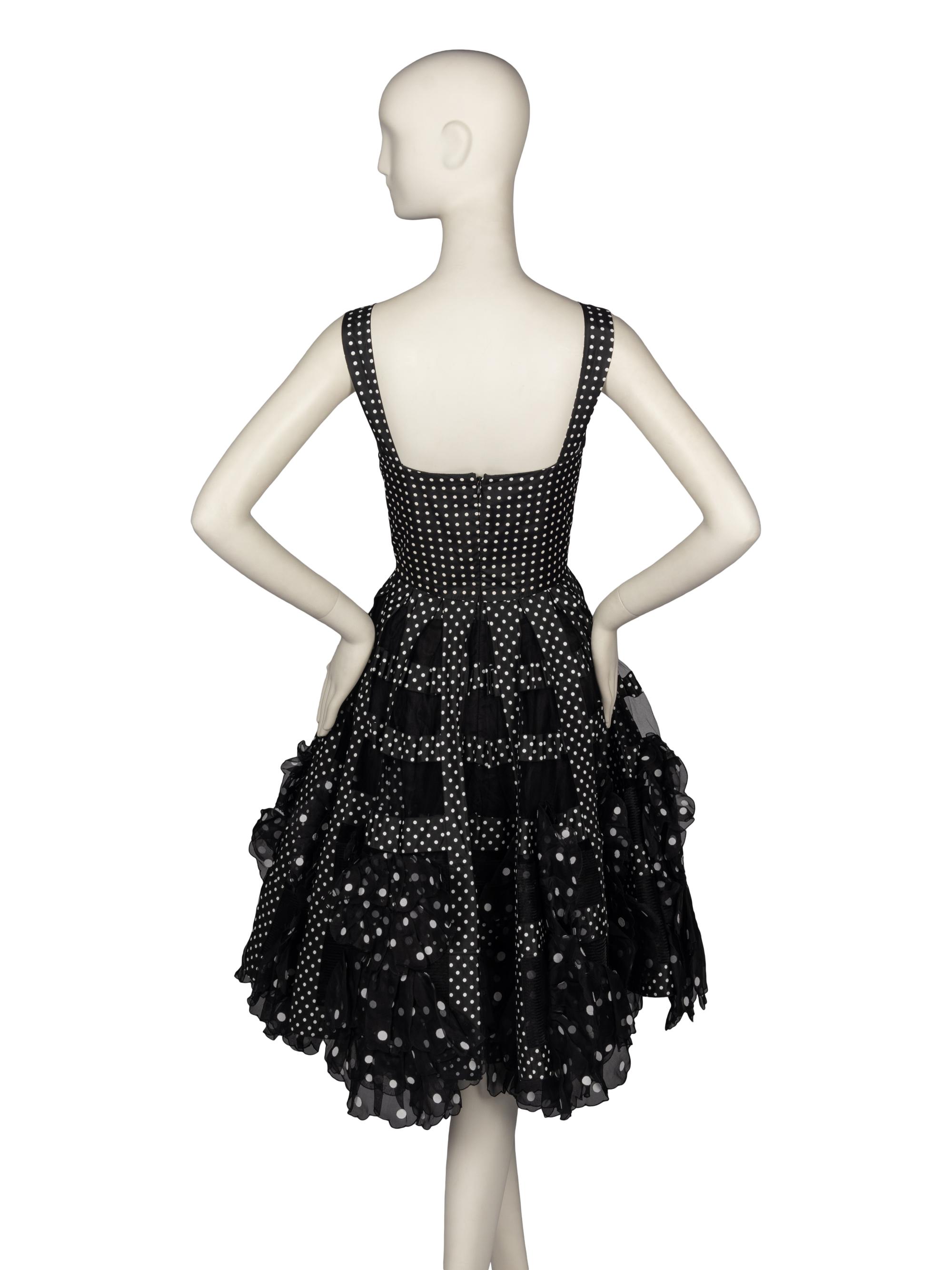 Oscar de la Renta Polka Dot Cocktail Dress