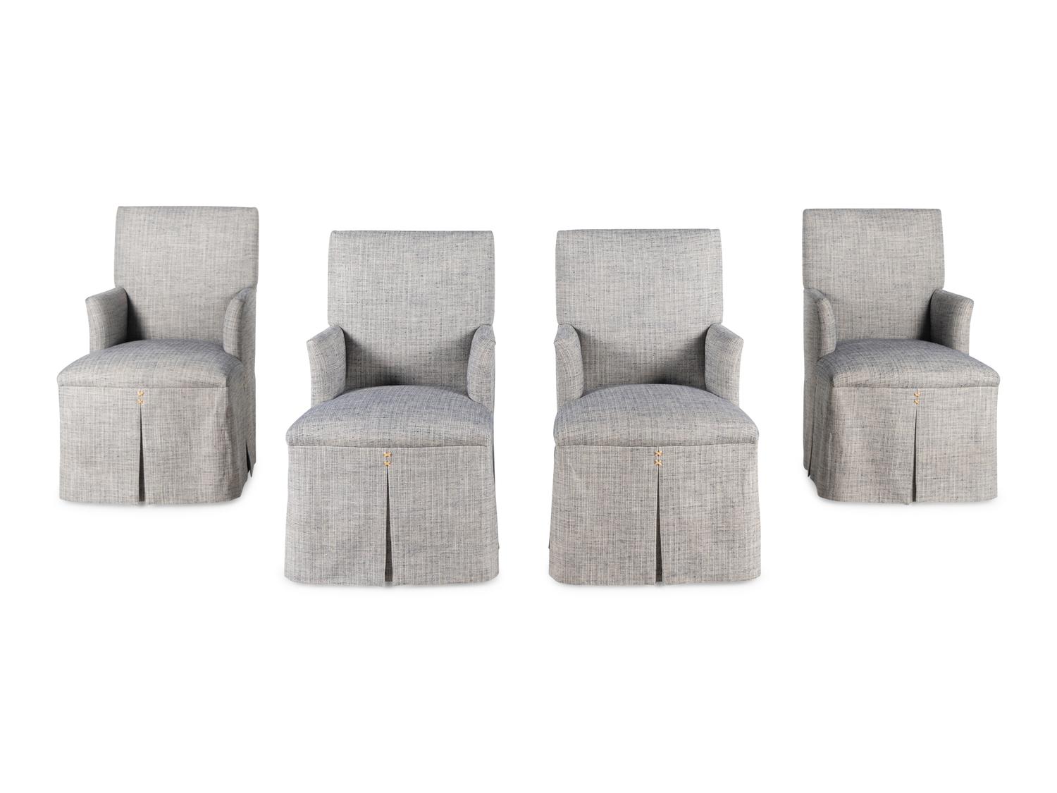 A Set of Four Contemporary Skirted Armchairs