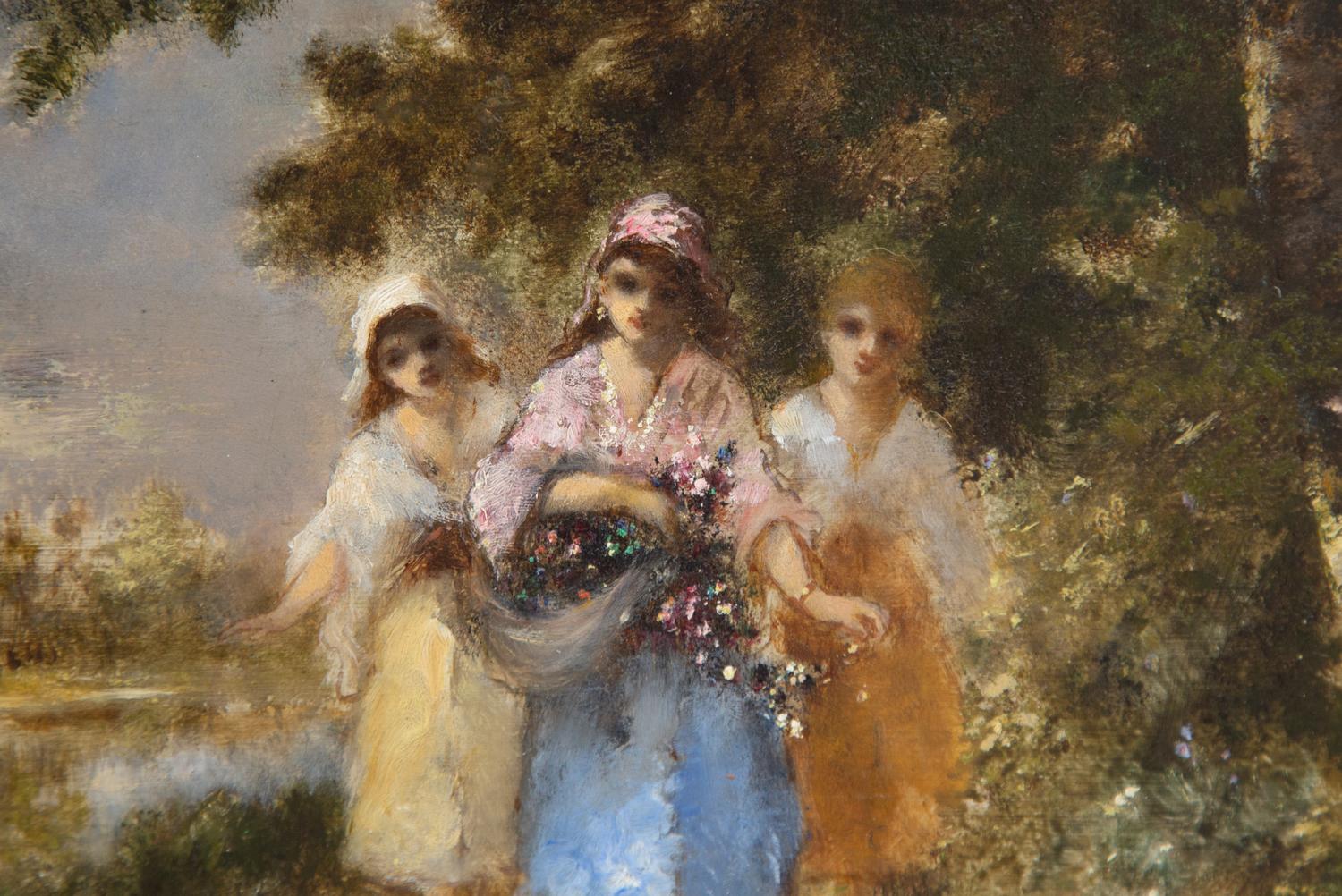 Three Women on a Riverside Path