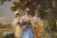 Three Women on a Riverside Path