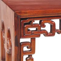 A Chinese Huanghuali Wood Waistless Corner Leg Low Table, Late Qing Dynasty 清晚期 黃花梨炕案