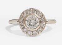A 14K White Gold and Diamond Ring