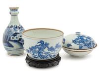 Three Chinese Blue and White Porcelain Articles