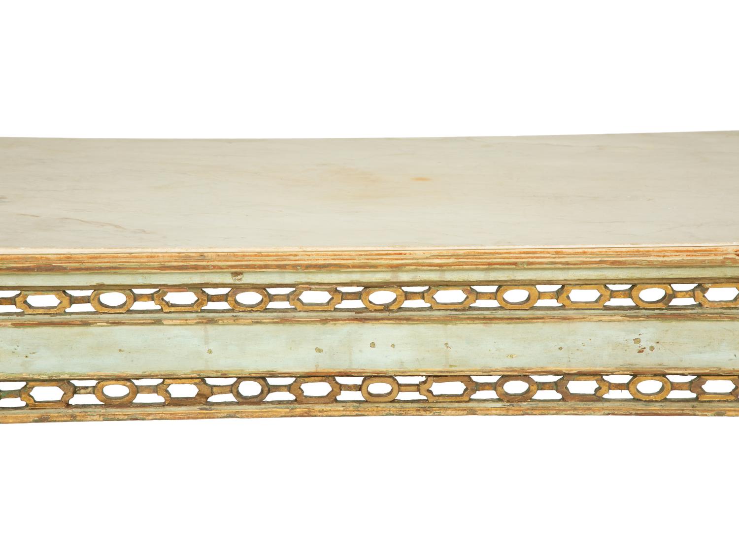 An Italian Painted and Parcel Gilt Console Table