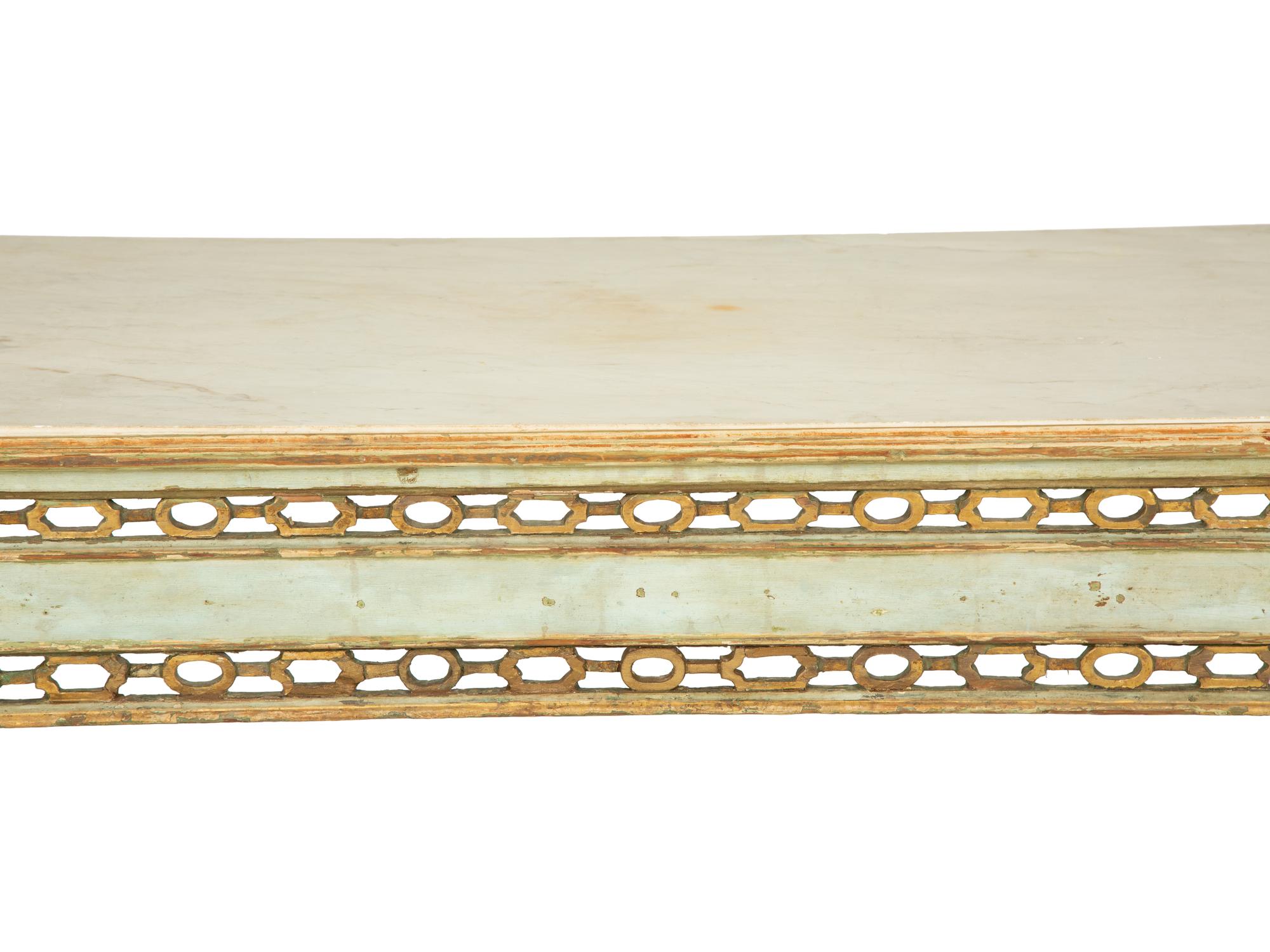 An Italian Painted and Parcel Gilt Console Table