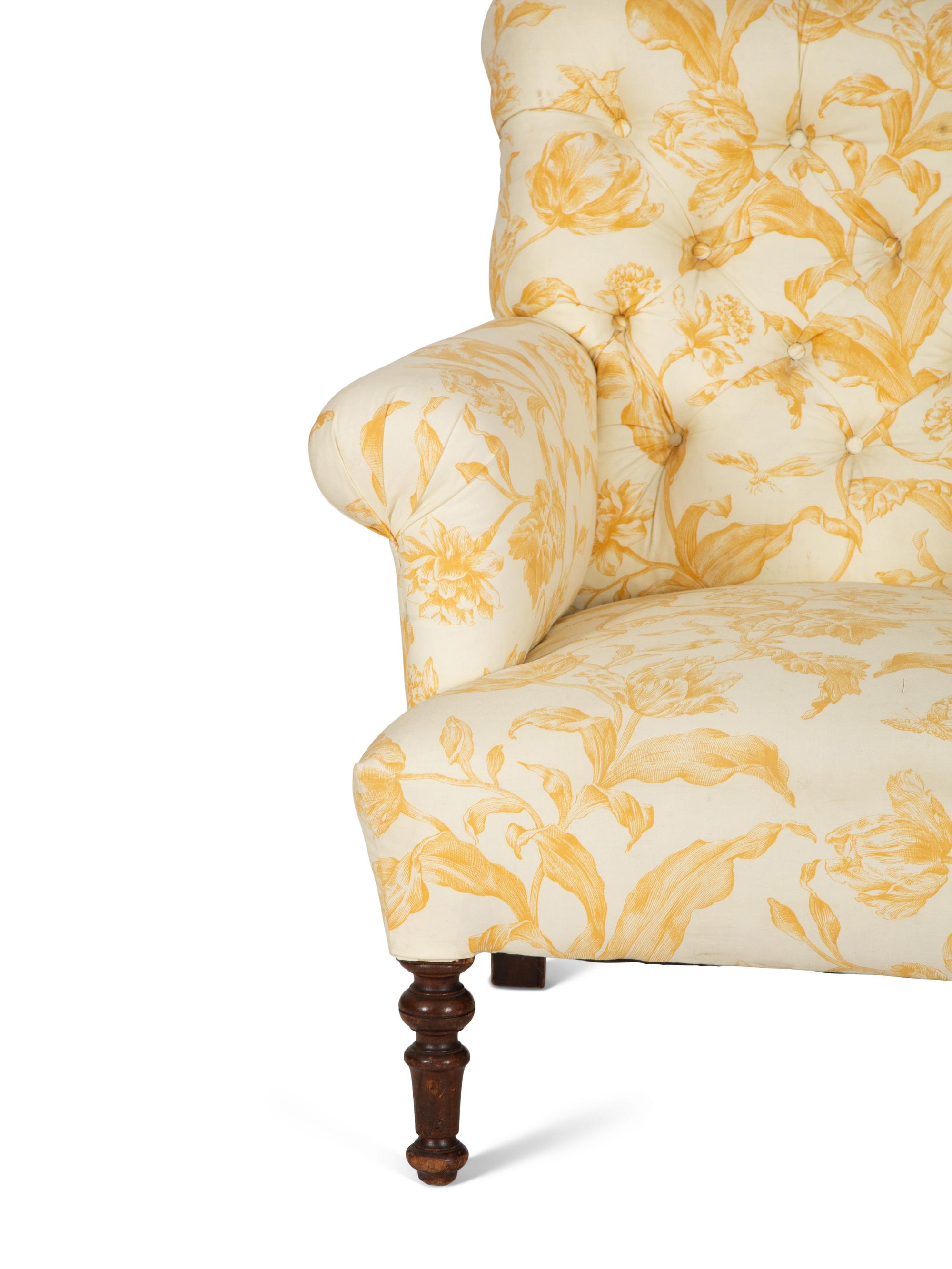A William IV Style Button Tufted Mahogany Easy Chair