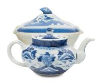 Seven Chinese Export Canton Blue and White Porcelain Articles