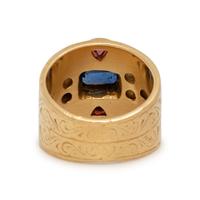 PAULA CREVOSHAY, YELLOW GOLD AND MULTIGEM RING