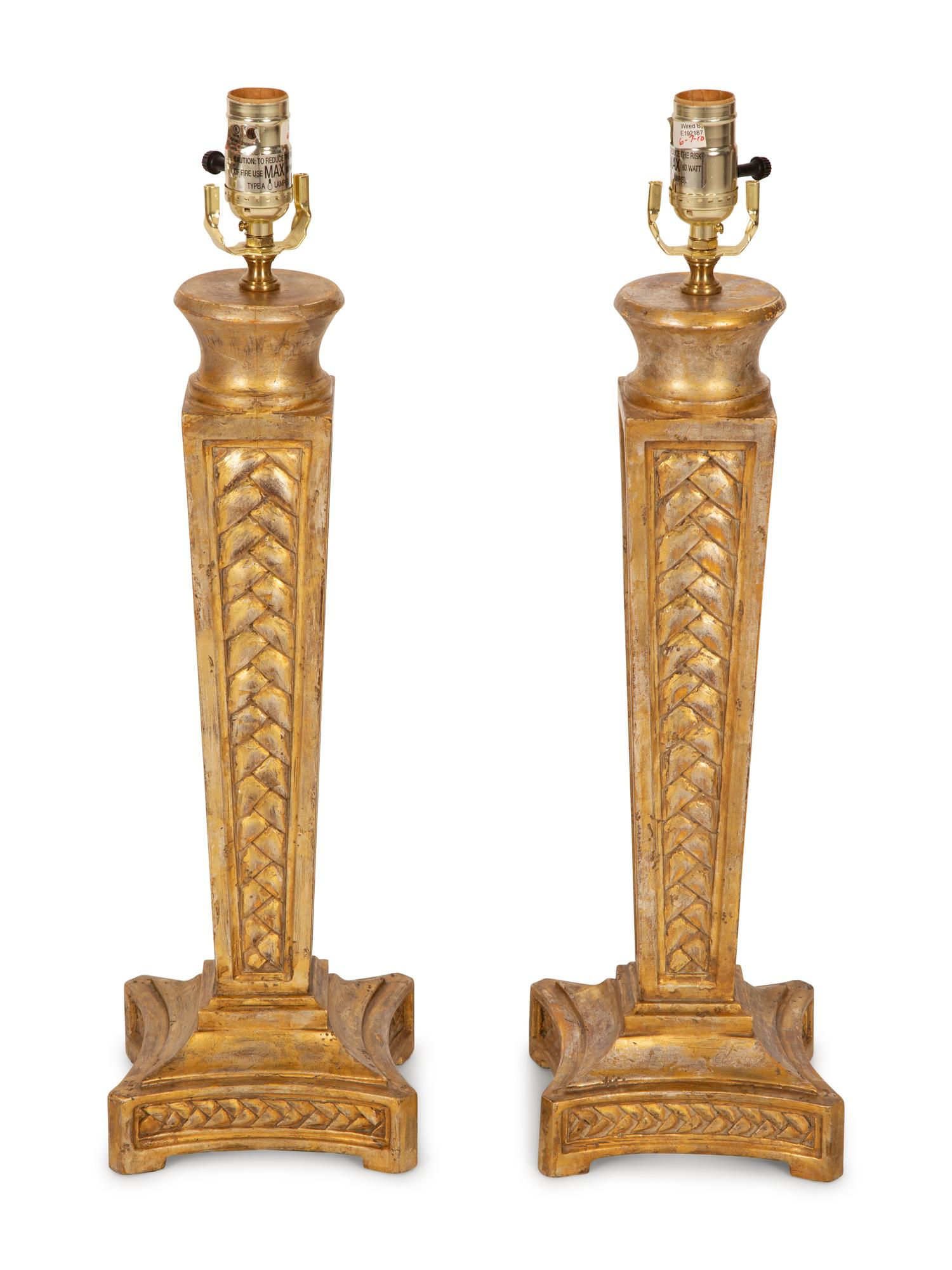 A Pair of Giltwood Table Lamps