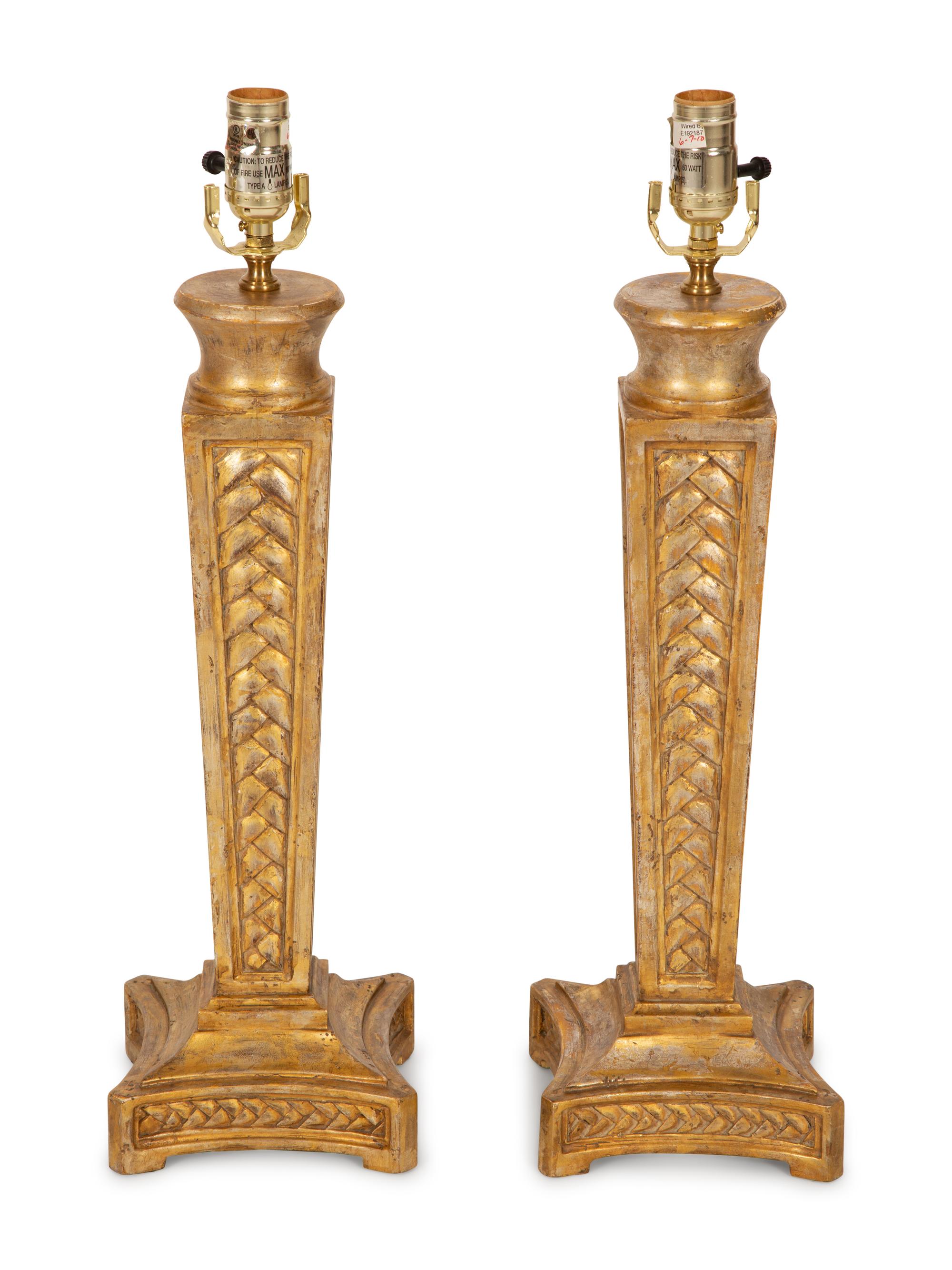 A Pair of Giltwood Table Lamps