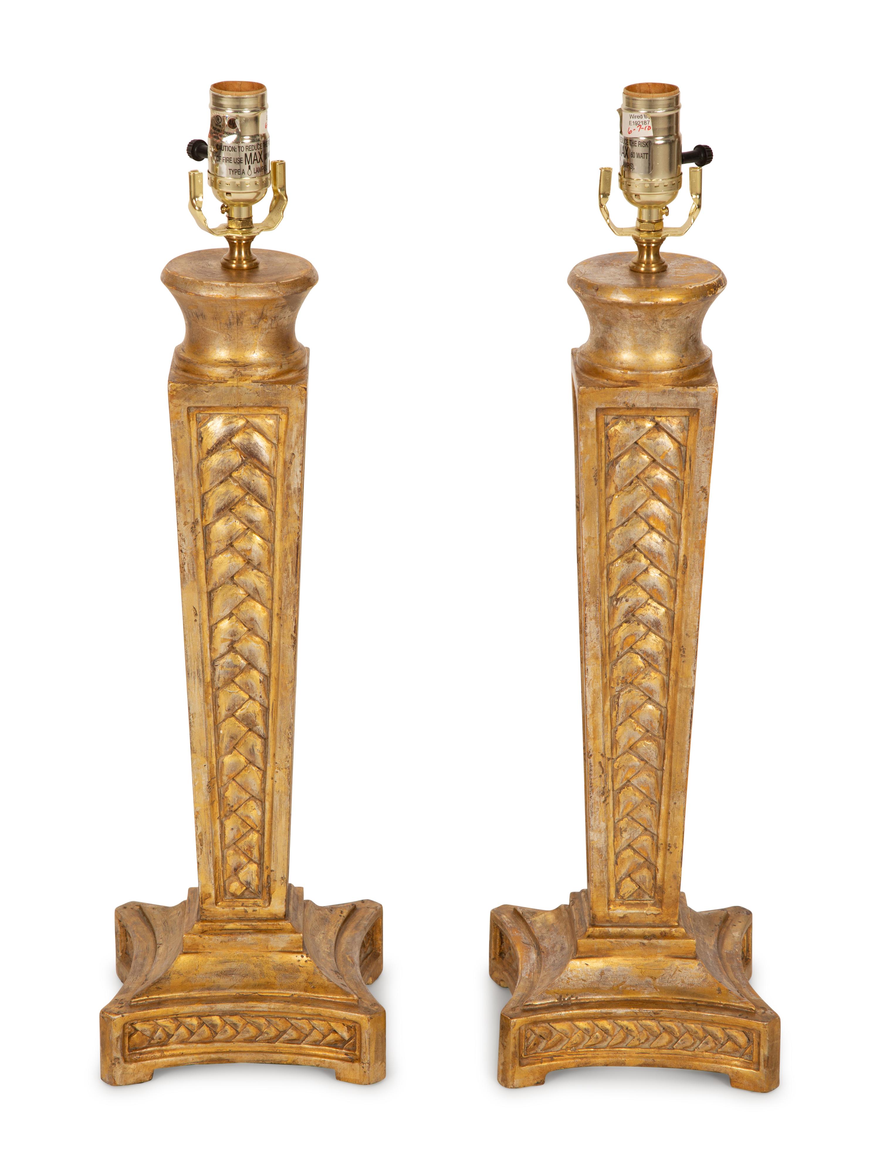A Pair of Giltwood Table Lamps