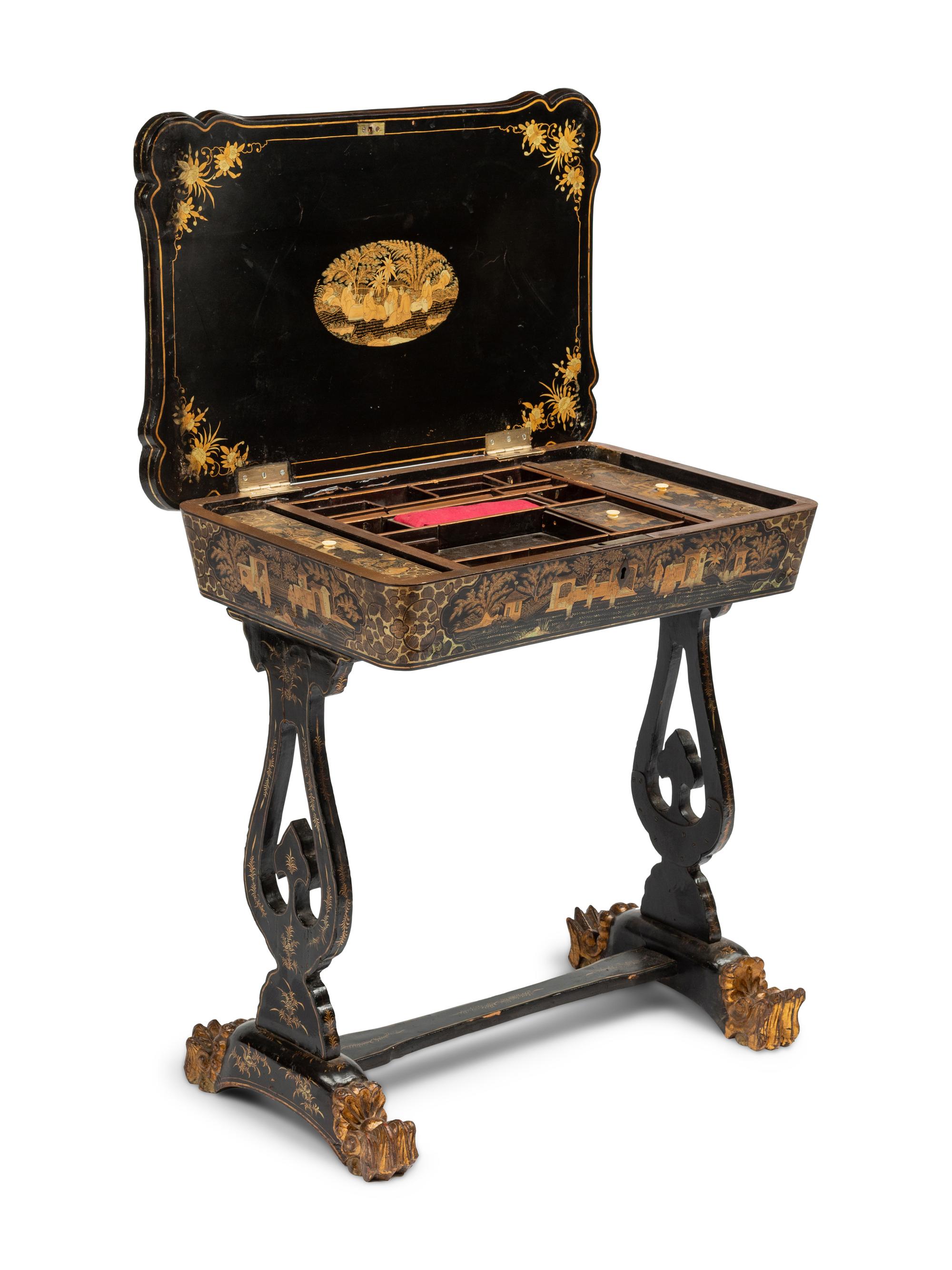A Chinese Export Lacquered Work Table