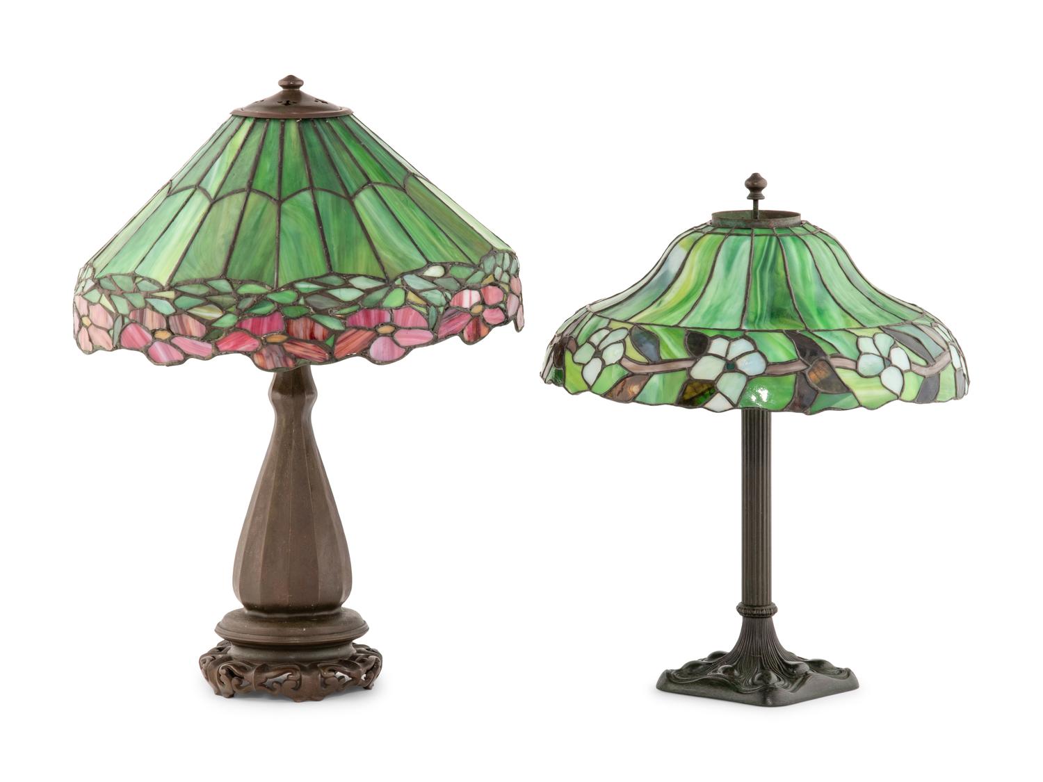 Two American Leaded Glass Lamps