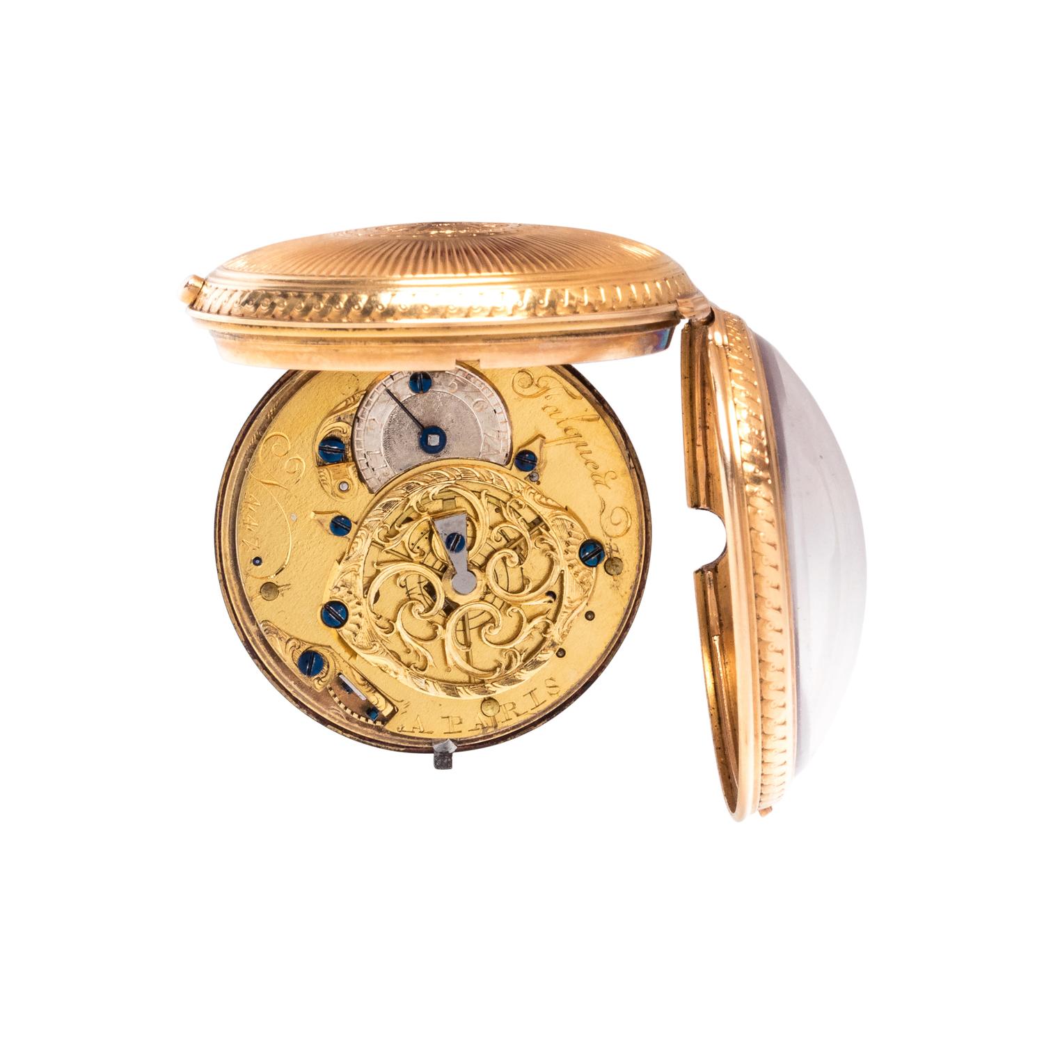 FALQUEA, GILT-METAL OPEN FACE POCKET WATCH