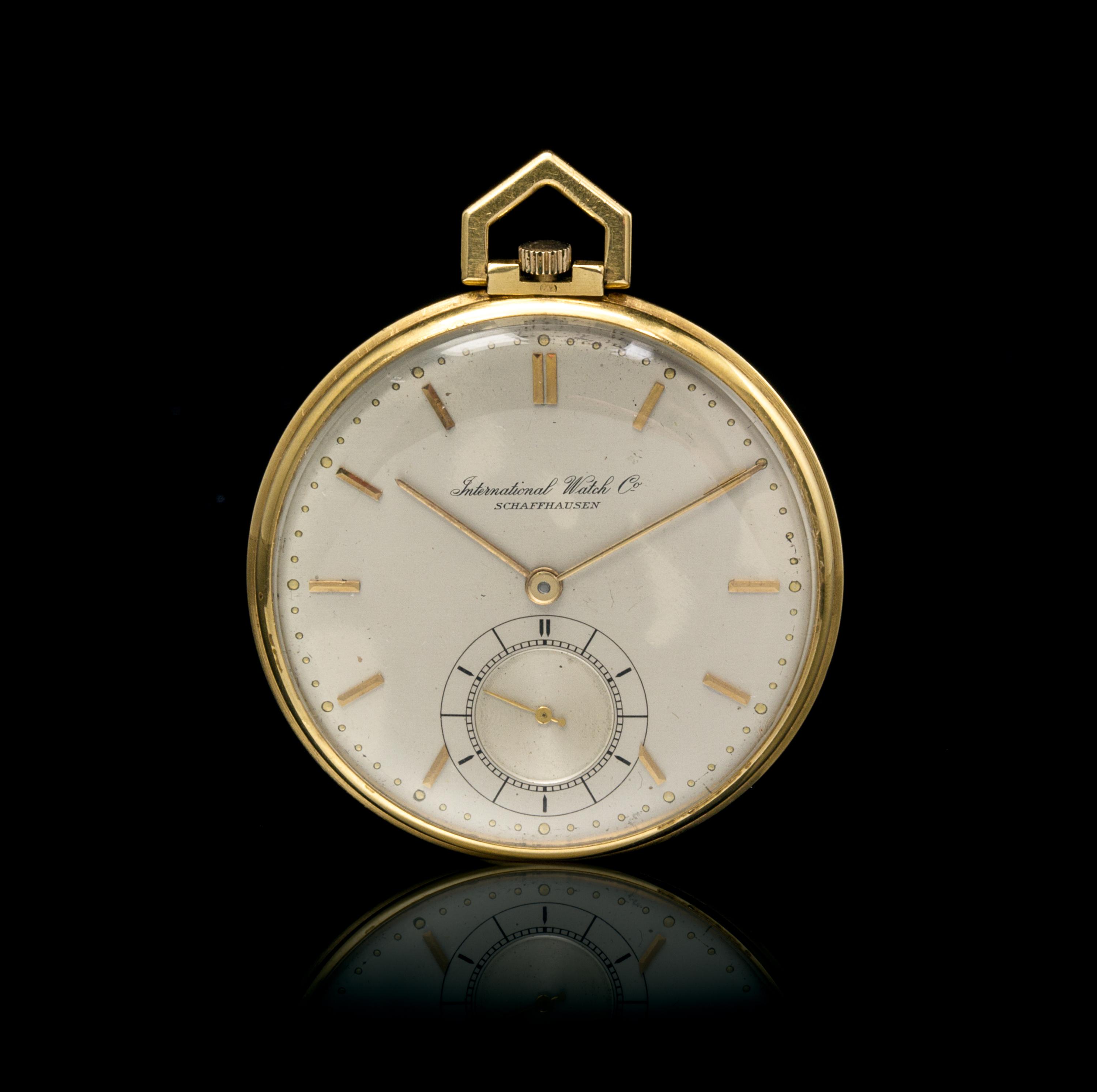 An 18 Karat Yellow Gold Open Face Pocket Watch, International Watch Co. Schaffhausen,