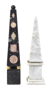 Two Marble Obelisks, Height of tallest 17 inches.