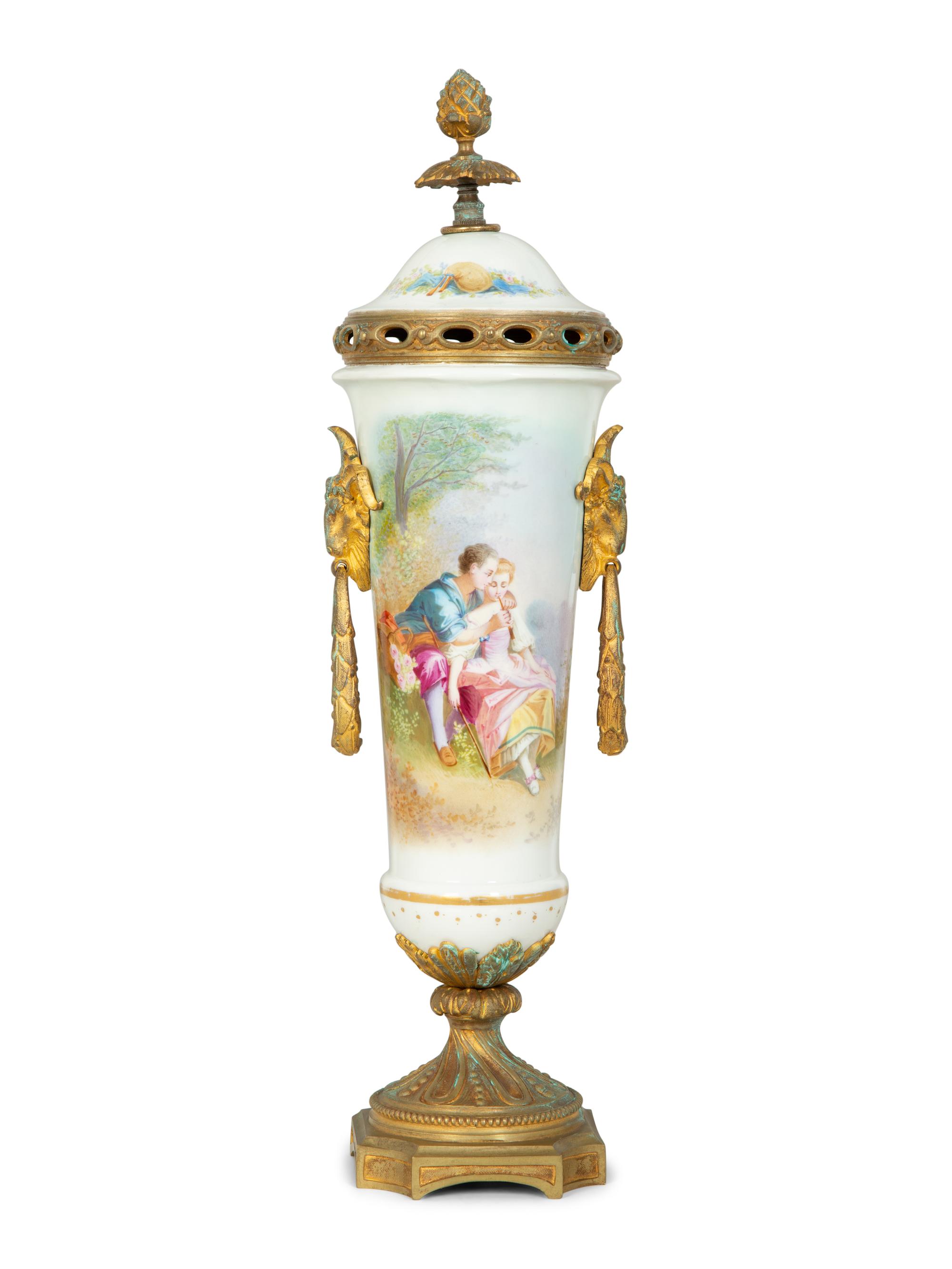 A Gilt Bronze Mounted Sèvres Style Porcelain Urn