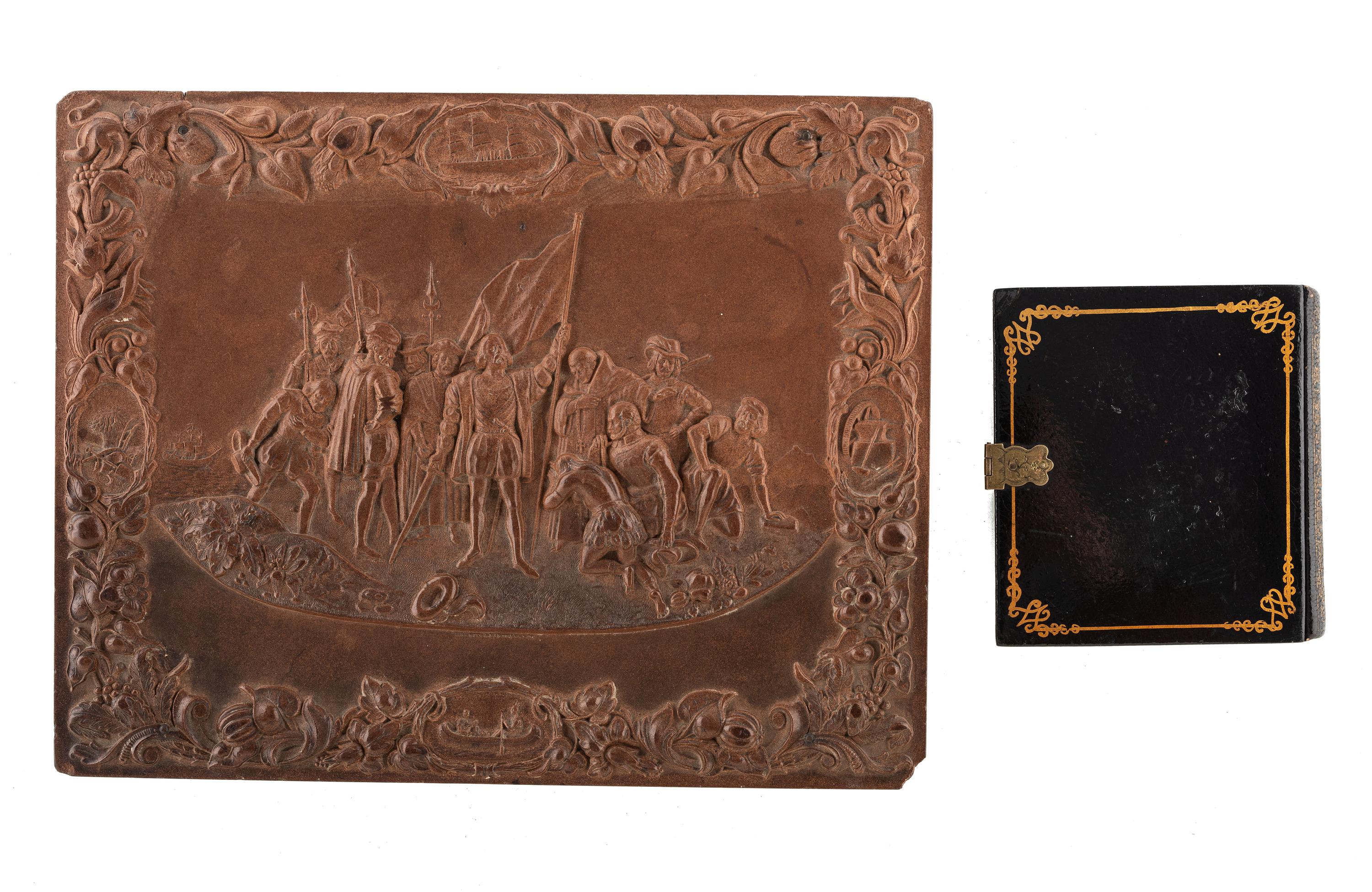 [EARLY PHOTOGRAPHY - PORTRAITURE]. A pair of daguerreotypes featuring a father holding his daughter on his lap, with hand painted and other cases, including: