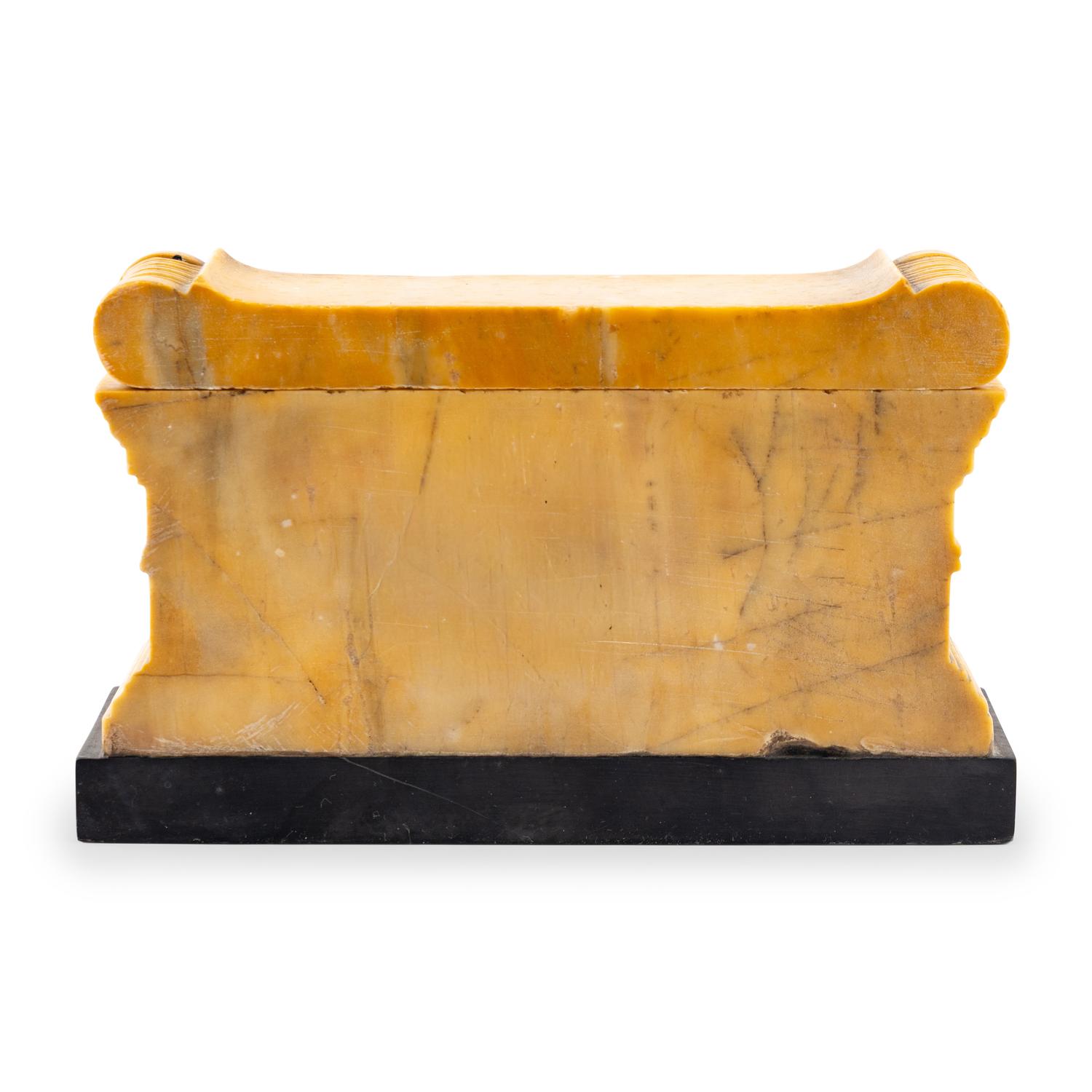 A Grand Tour Marmo Giallo Antico Model of the Sarcophagus of Lucius Cornelius Scipio