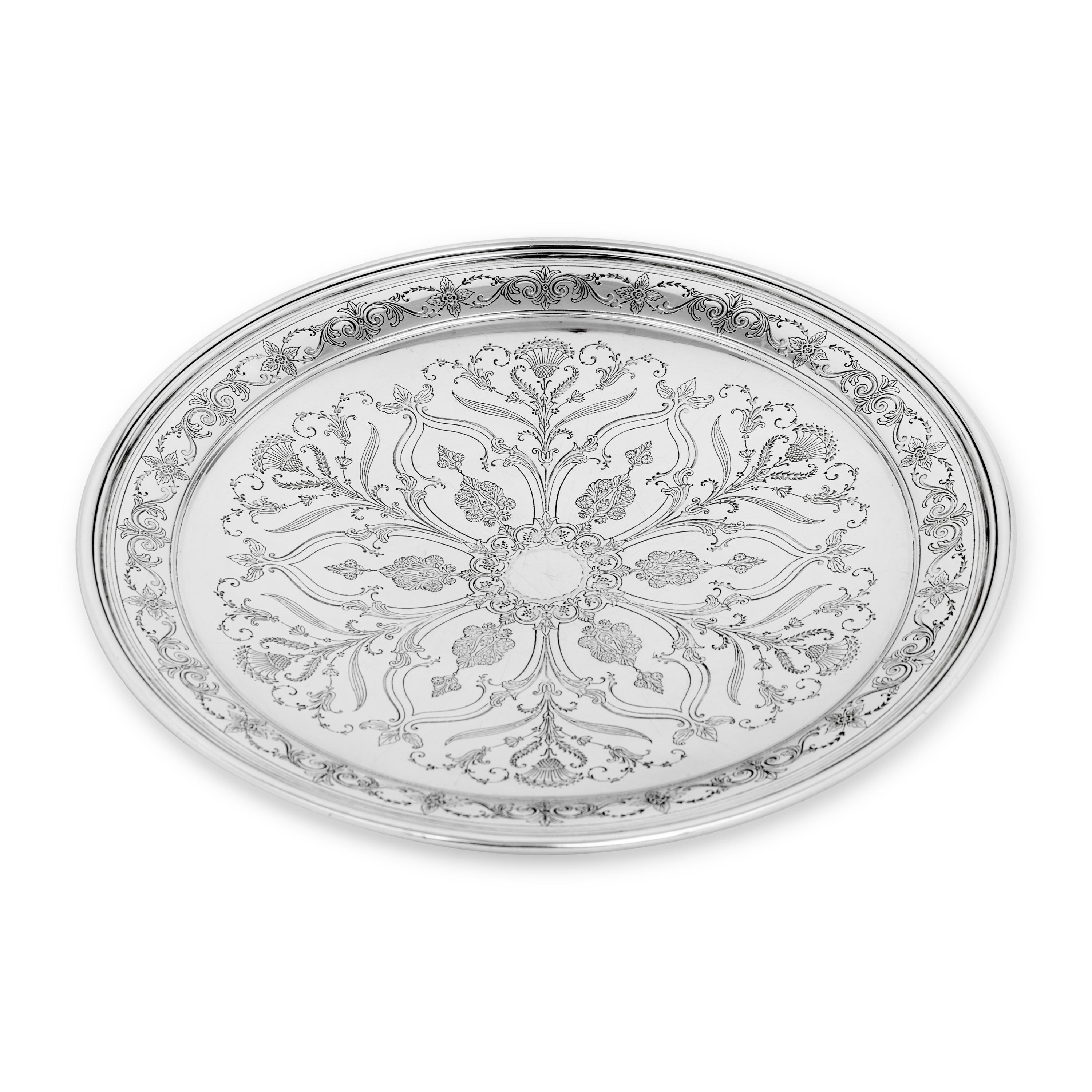 A Tiffany and Co. Engraved Silver Dish