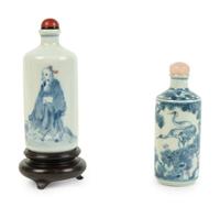 Two Blue and White Porcelain Snuff Bottles — 19TH/20TH CENTURY