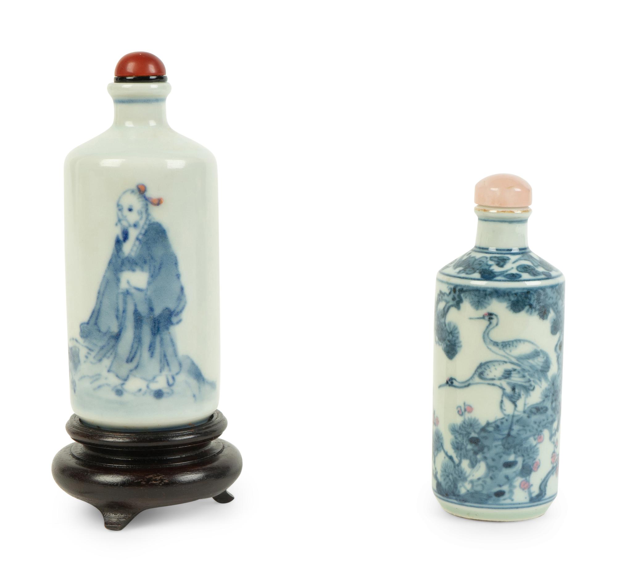 Two Blue and White Porcelain Snuff Bottles — 19TH/20TH CENTURY
