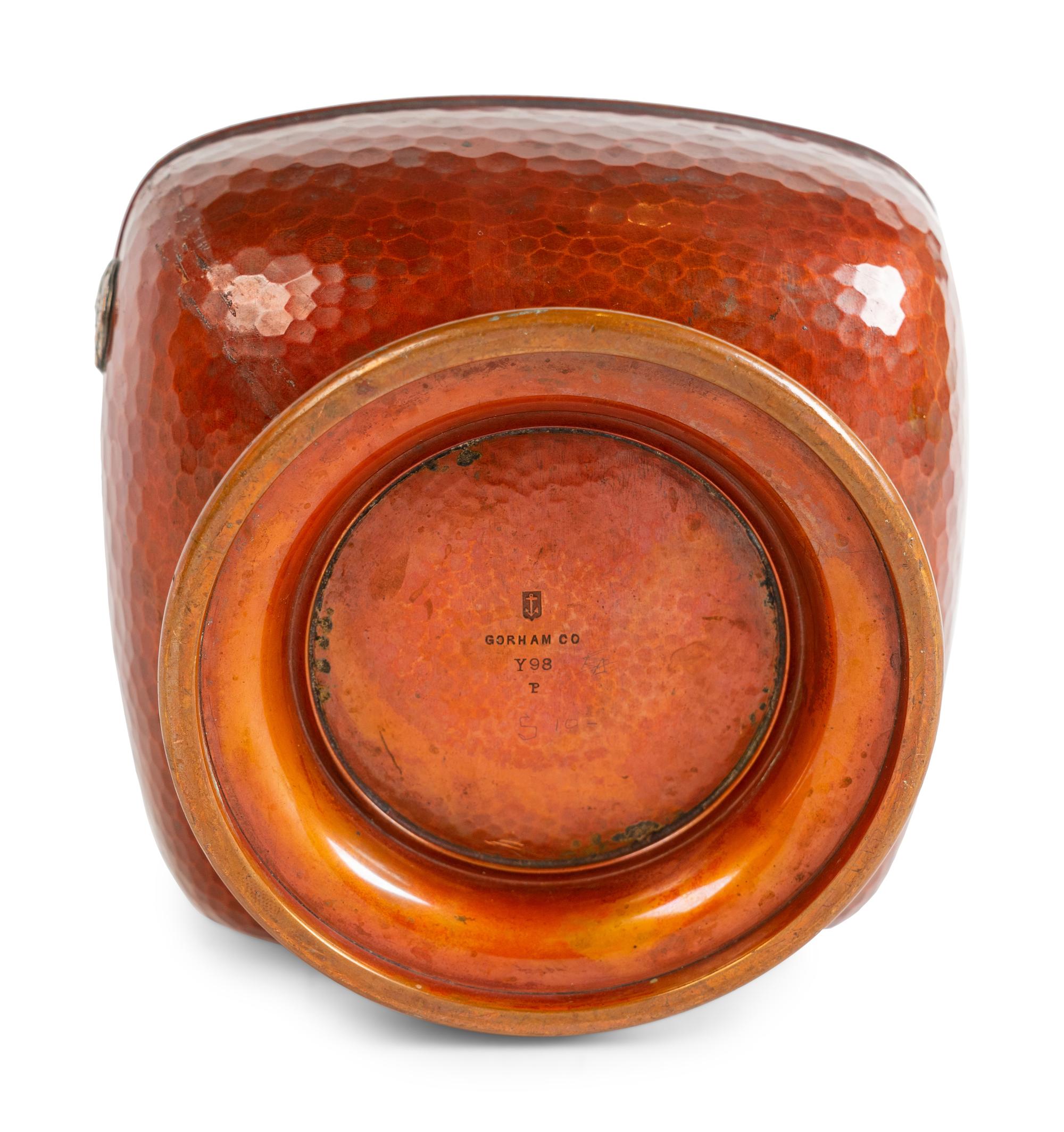 An American Japonesque Hammered Copper Vase with Silver Mounts — Gorham, 20th Century