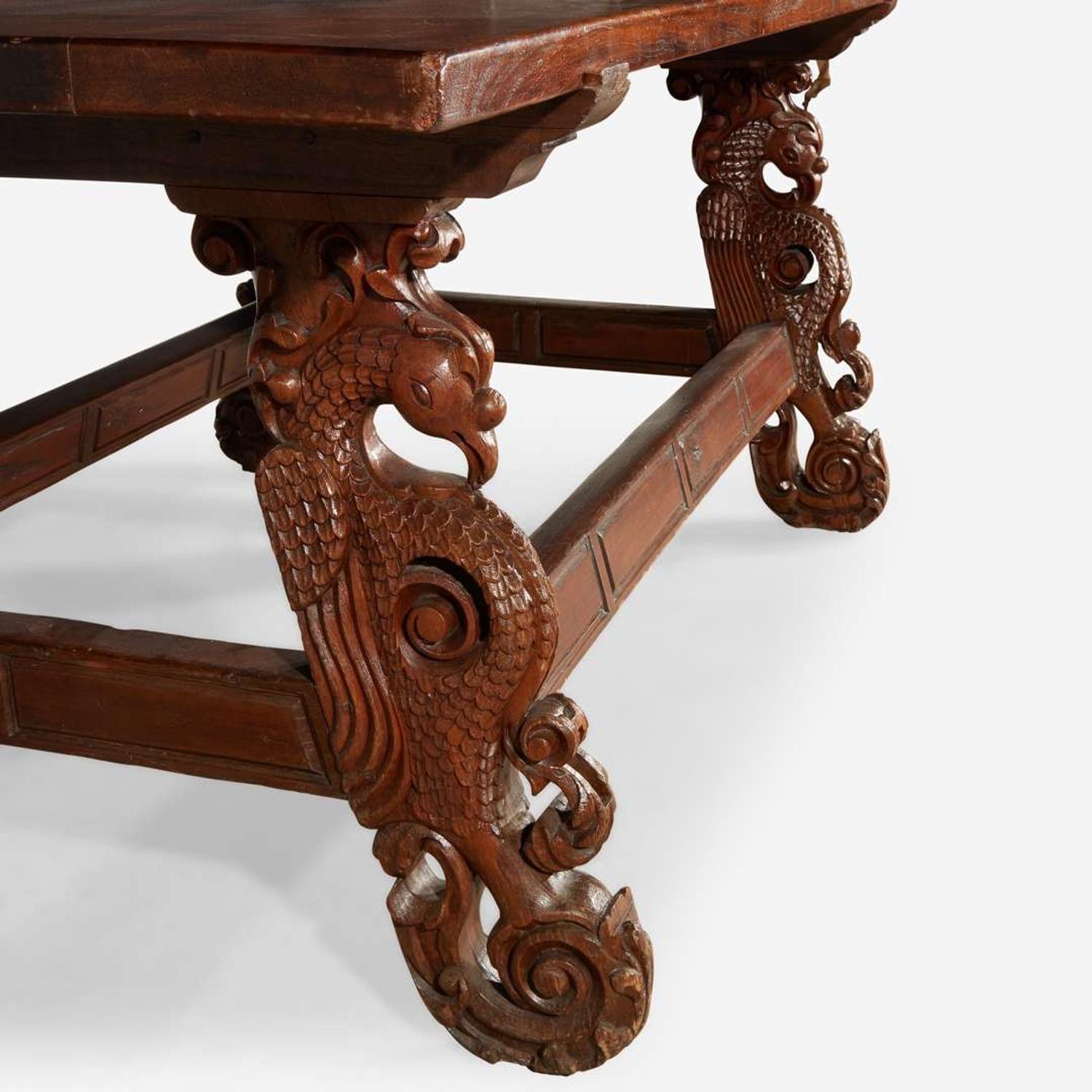 A Baroque Revival Carved Walnut Center Table possibly Scandinavian, late 19th/early 20th century