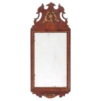 A Chippendale Parcel Gilt and Figured Walnut Looking Glass