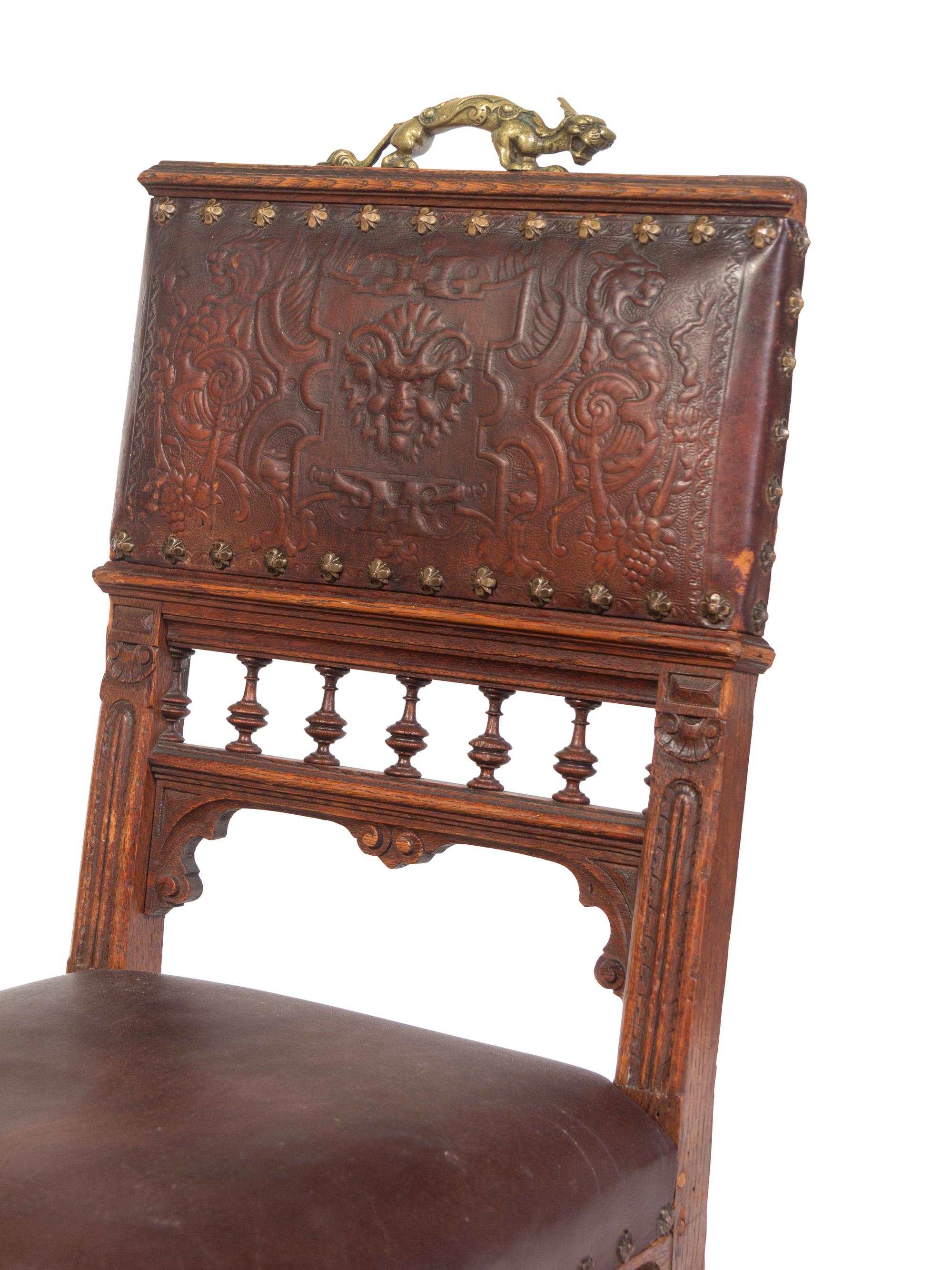 A Set of Six Spanish or Italian Baroque Style Dining Chairs