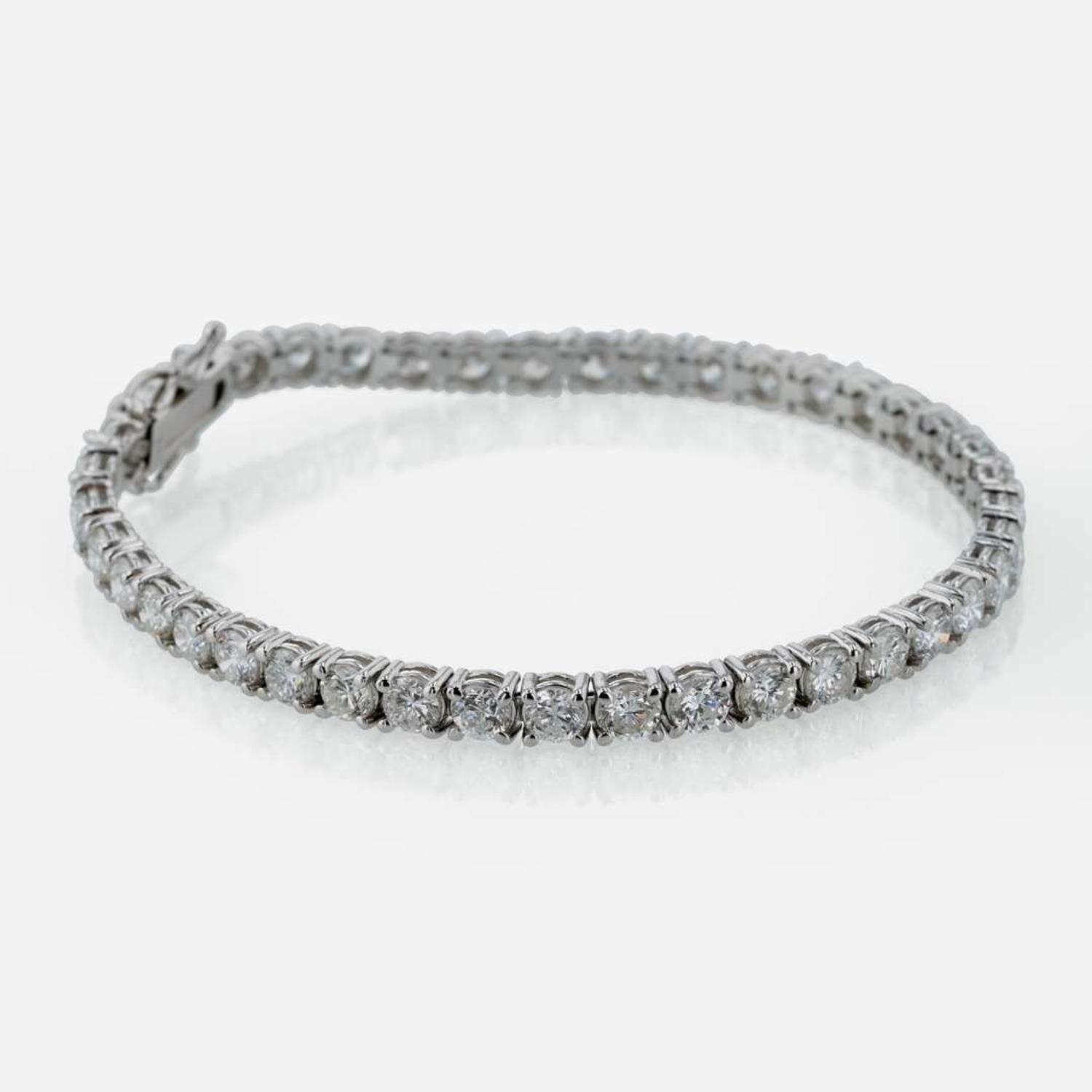 A Diamond and 14K White Gold Diamond Tennis Bracelet