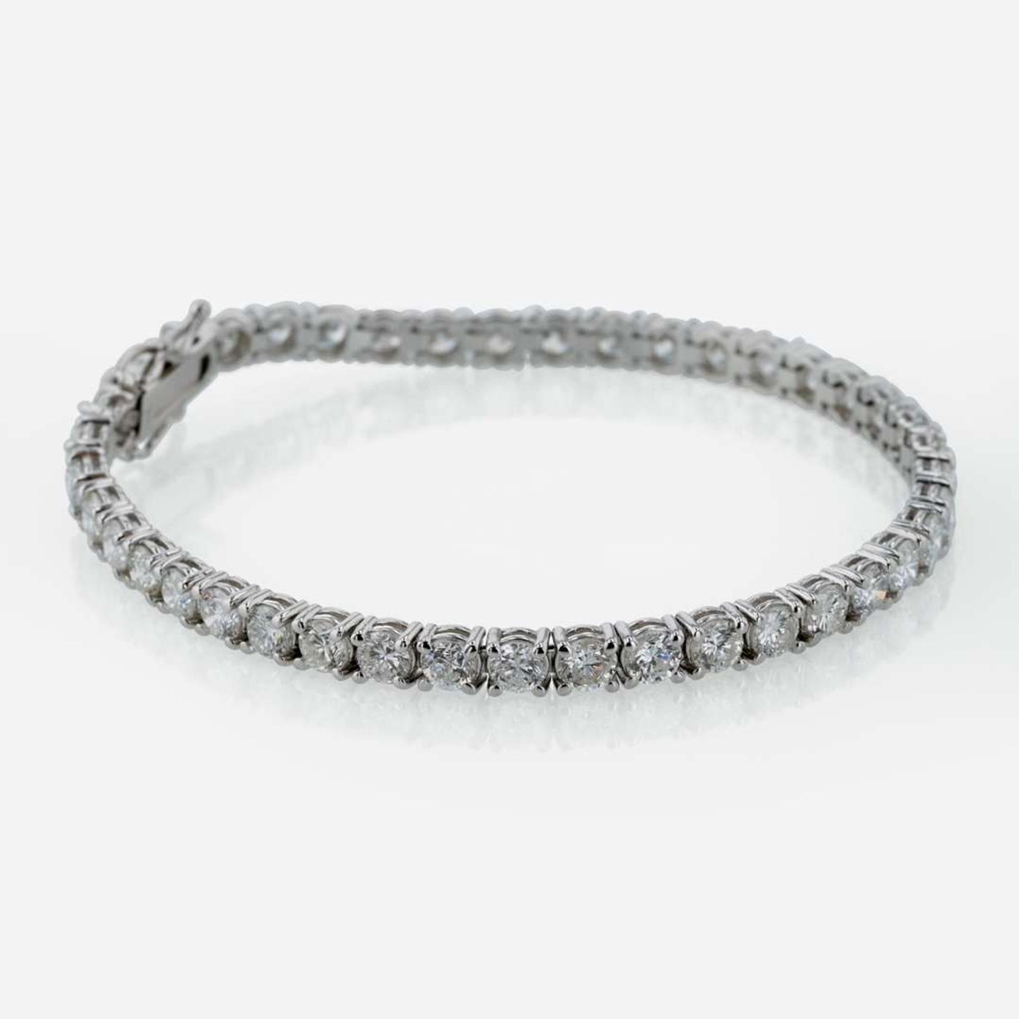 A Diamond and 14K White Gold Diamond Tennis Bracelet