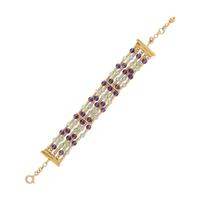 Amethyst, Blue Topaz, and Yellow Gold Bracelet