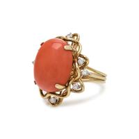 CORAL AND DIAMOND RING