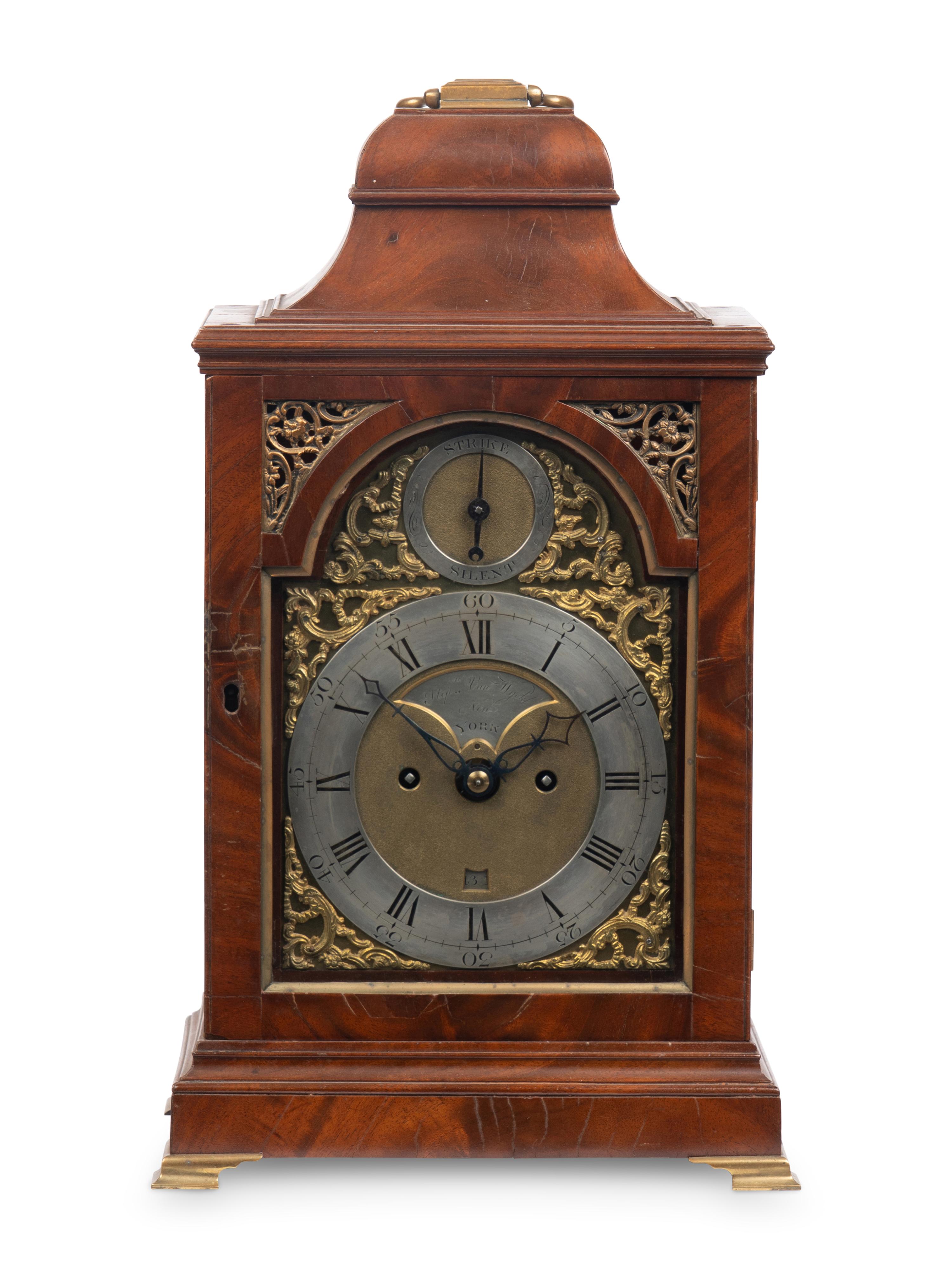 An American Brass-Mounted Mahogany Striking Table Clock