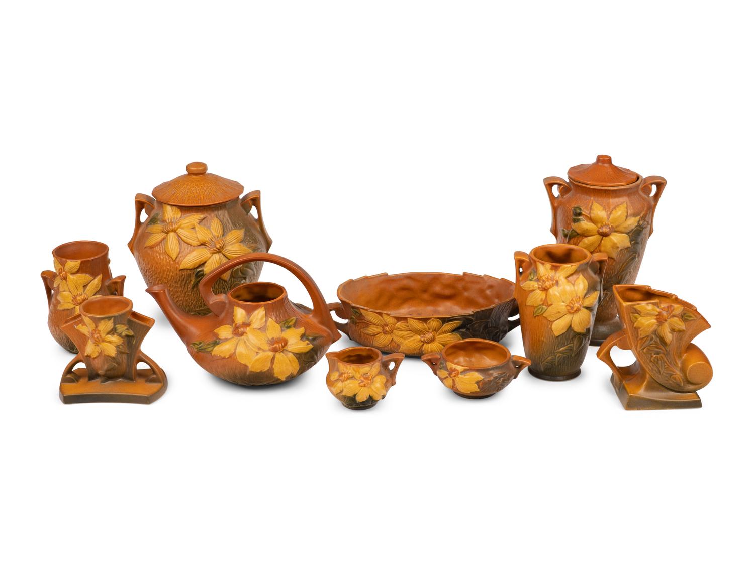 A Group of Ten Roseville Lily Pottery Articles