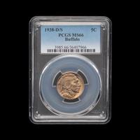A 1938 D/S Buffalo 5c Coin [PCGS MS66]