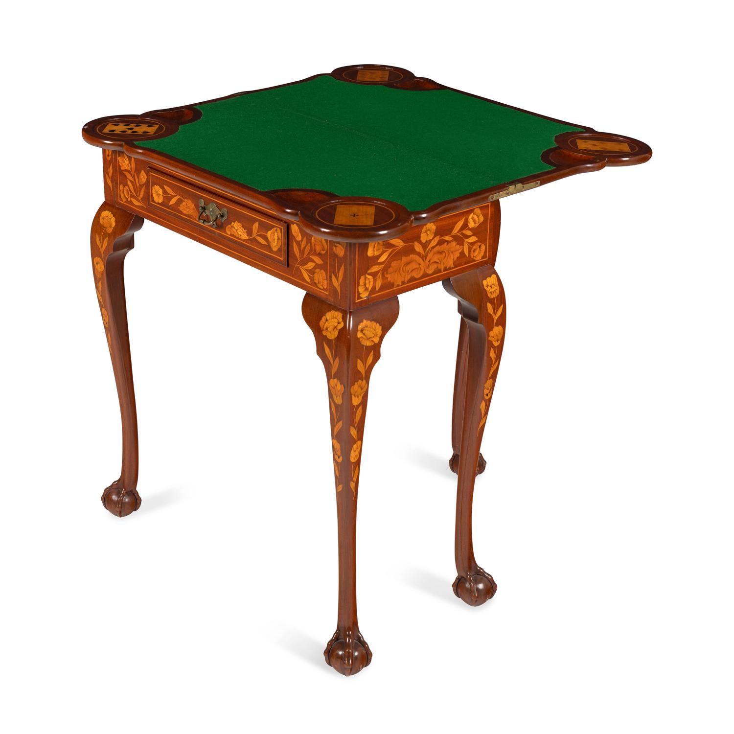 A Dutch Mahogany and Marquetry Card Table