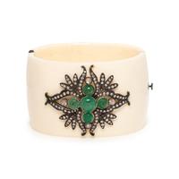 EMERALD, DIAMOND AND PLASTIC BANGLE BRACELET