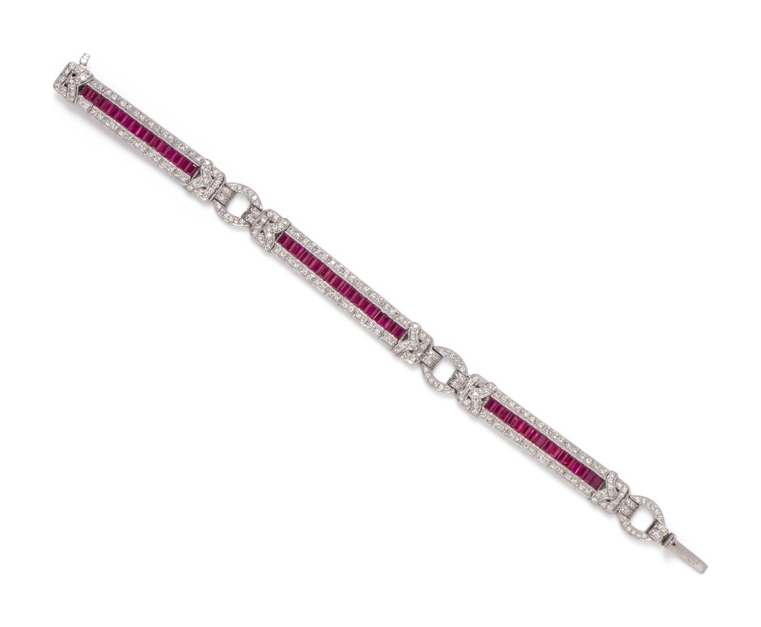 DIAMOND AND SYNTHETIC RUBY BRACELET