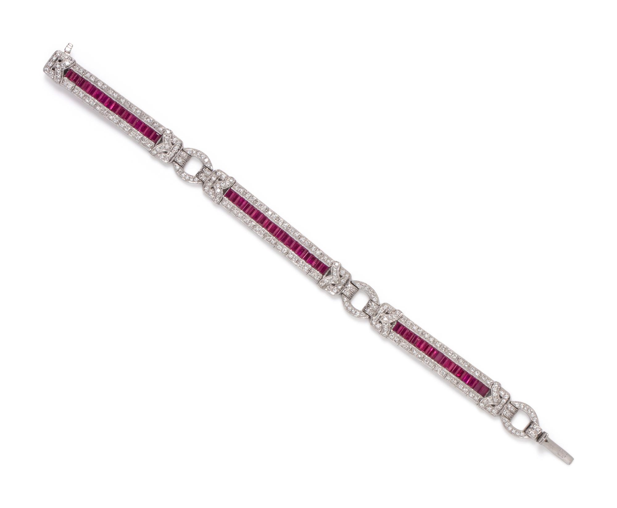 DIAMOND AND SYNTHETIC RUBY BRACELET