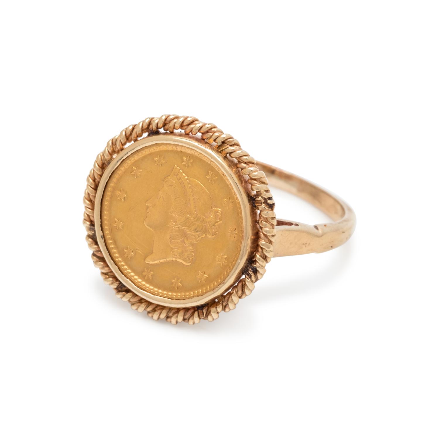 YELLOW GOLD AND COIN RING