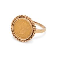 YELLOW GOLD AND COIN RING