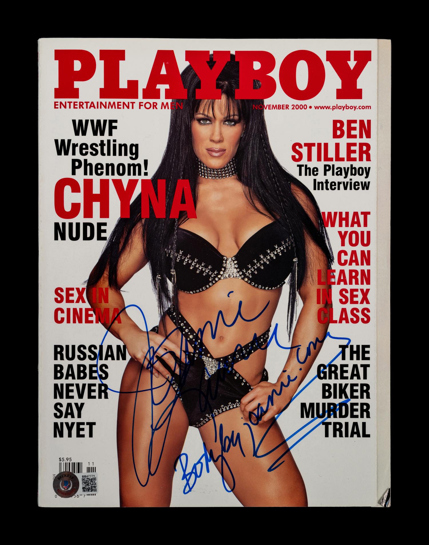 A Joanie Laurer Chyna WWE Wrestling Signed Autograph Playboy Magazine (Beckett Authentication Services BAS Certified),
