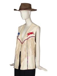 A Beaded Leather Vest with Fringe and Felted Hat