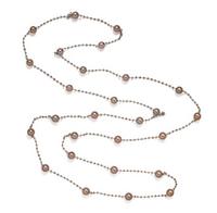 CULTURED BROWN PEARL AND BROWN DIAMOND NECKLACE